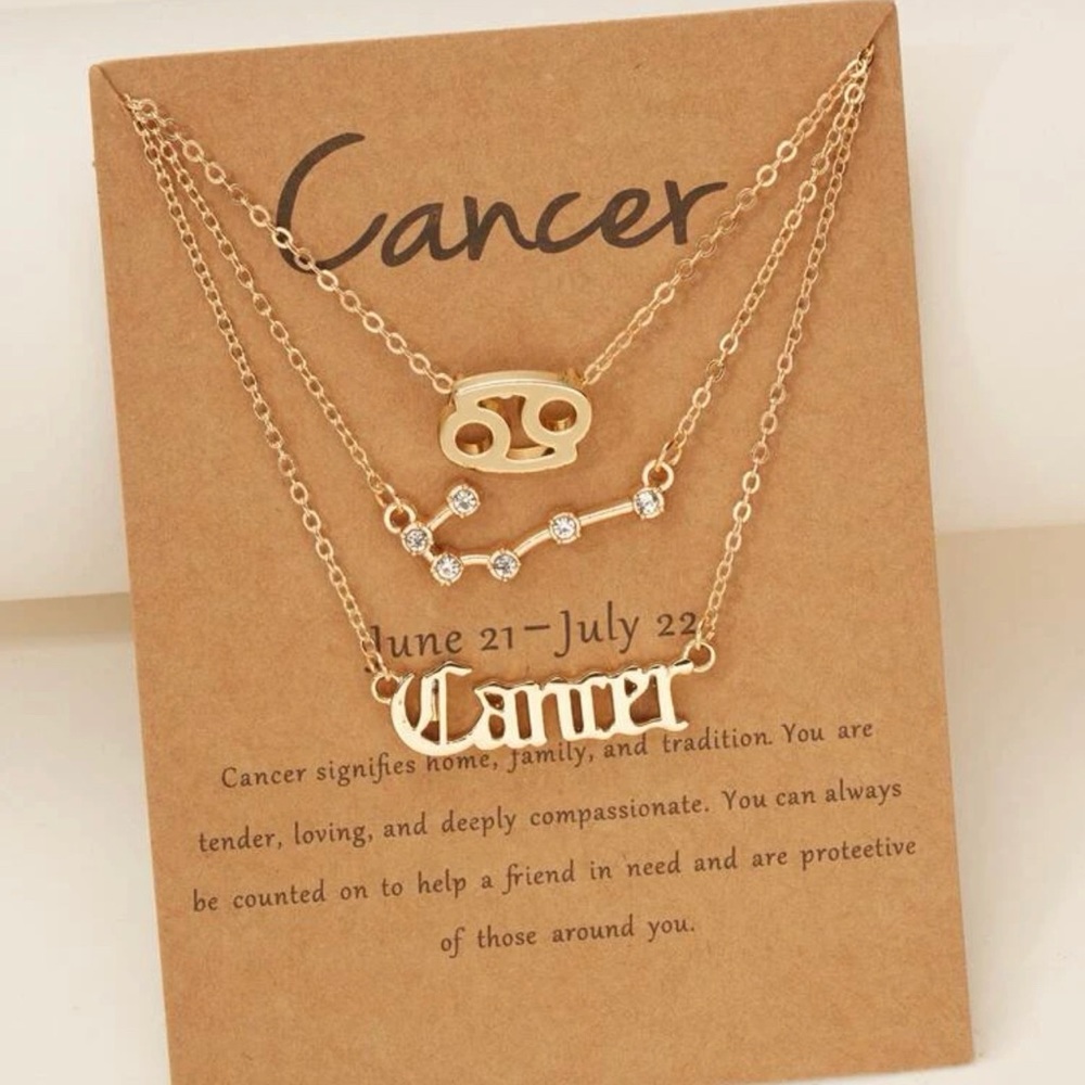 3pc Cancer Zodiac Sign Constellation Stackable Necklaces
